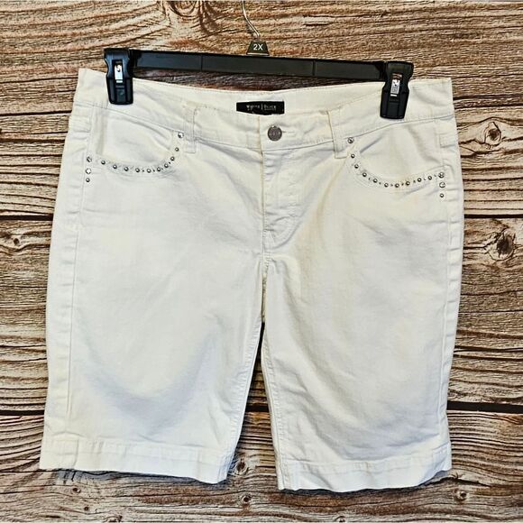 White house Black Market shorts white women's 10 silver Embellishments Pre-owned - Picture 1 of 7